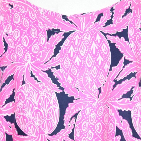 Lilly Pulitzer Waverly Top Pink Navy Coco Safari Women's Size Small H13478 - Picture 3 of 11